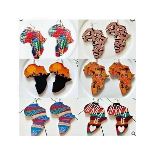 Africa Map Drop Earrings 2019 New Fashion Big Earrings For Ladies Enthic Style Harajuku Gothic Jewelry Printing Dangler