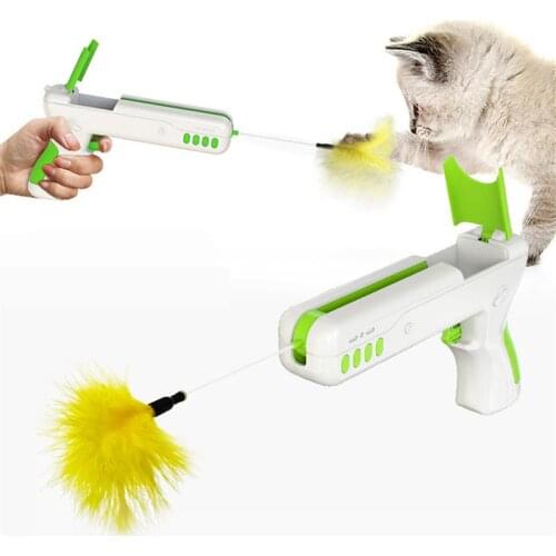 Funny Cat Toy Interactive Pet Gun Toys Feature Cats Sticks Dog Spring Firing Guns Kitten Procut Traning Small Dog Stuff Playing