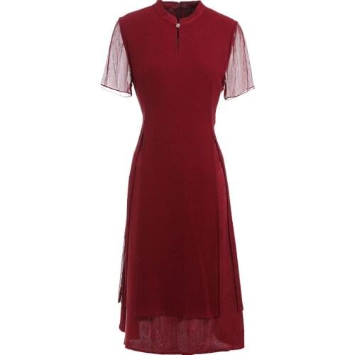 Gowani summer new Chinese style silk chiffon short sleeve dress for occasion wear