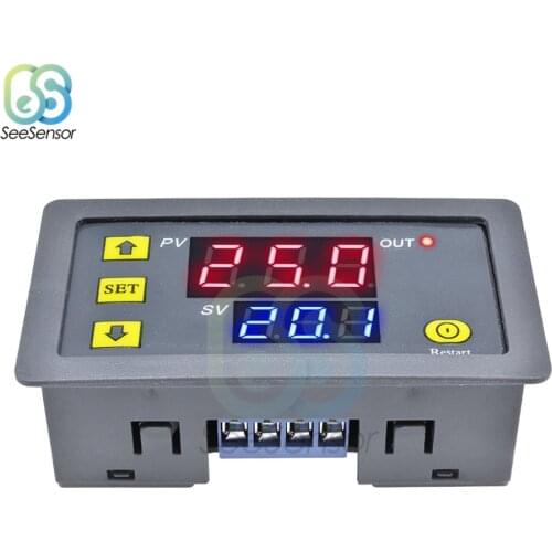 AC 110-220V DC 12V Digital Cycle Timer Delay Relay Board Module Dual LED Display Timing Relay Control Switch for Car 0~999