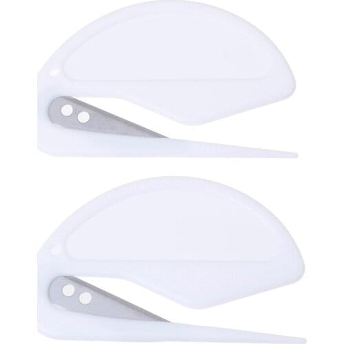 2pcs/lot Plastic Letter Opener Mini Sharp Letter Mail Envelope Opener Safety Papers Guarded Cutter Blade Office Equipment