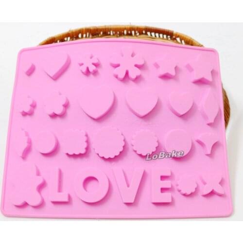 25.5*20*1cm snowflake heart with LOVE letter shapes silicone chocolate candy fondant mould for DIY bakery tools