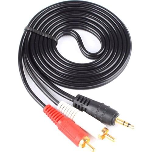 3.5 MM Male Jack to AV 2 RCA Male Stereo Music Audio Cable Cord AUX for Mp3 Pod Phone TV Sound Speakers 1.5M