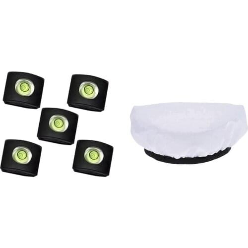 4 Pcs Camera Level Flashlight Bubble Hot Shoe Cover Protector & 1 Pcs Photography Light White Diffuser Cloth
