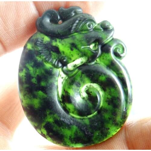 49*39*6MM Wholesale natural Chinese black green stone hand-carved statue of Guanyin amulet pendant necklace
