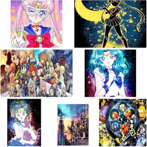 Uone Diamond Painting 5d DIY Cross Stitch Cartoon Cute Anime Girl Mosaic Embroidery Rhinestone Kids Adult Home Office Decor Gift