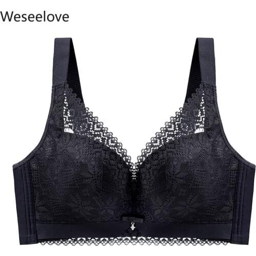 Weseelove Hot Sale Bras Push Up Bra Sexy Without Rims Lace Womens Bra Black Color Light and Breathable Gather Lingerie M01-2