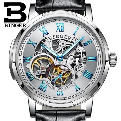 Automatic Watch Men Skeleton Luxury Mechanical Watches Genuine Leather Strap Luminous Simple Business Watch reloj hombre 2017