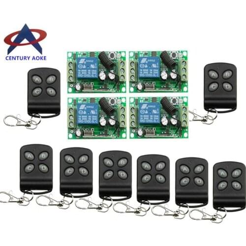 DC 12 V RF wireless remote control switch 1 channel Intelligent home system 200M 8 transmitter + 4 receiver