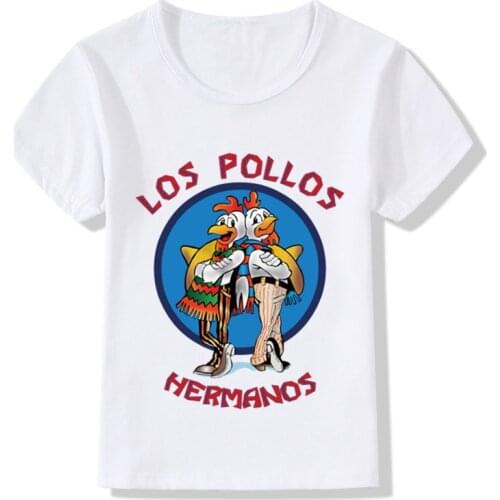 Children LOS POLLOS HERMANOS Pattern T shirt Kids Chicken Brothers Cartoon Funny Clothes Baby Boys Girls Summer T-shirt