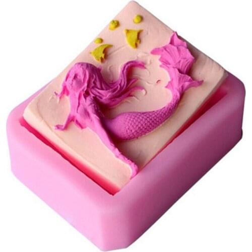 Mermaid Pattern Soap Mold Square Shape Silicone Soap Making Cake DIY Decorating Tools Chocolate Crafts Soap Form