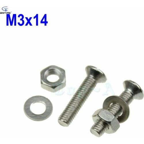 Gdstime 100pcs Lot M3 x 14 mm Screw Phillips Driver SS Cross Recessed Flat Head Screws with Gaskets and Nuts Attached
