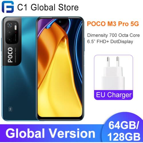 Global Version POCO M3 Pro 5G NFC 4GB 64GB Dimensity 700 Octa Core 90Hz 6.5”FHD+ DotDisplay 48MP Triple Camera