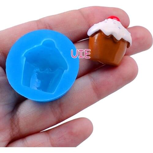 GYL235U 22.7mm x 18.1mm Cupcake Silicone Mold Fondant Cake Decoration Candy Resin Clay Earrings Necklace Craft Soap Candle