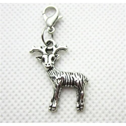 Hot Selling 20pcs/lot Silver Deer Dangle Charms Lobster Clasp Charms DIY Bracelet&Bangles Jewelry Accessory Hanging Charms