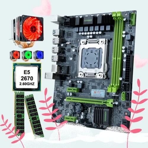Discount motherboard combos HUANANZHI X79 6M LGA2011 motherboard with CPU Intel Xeon E5 2670 2.6GHz cooler RAM 32G(2*16G) RECC