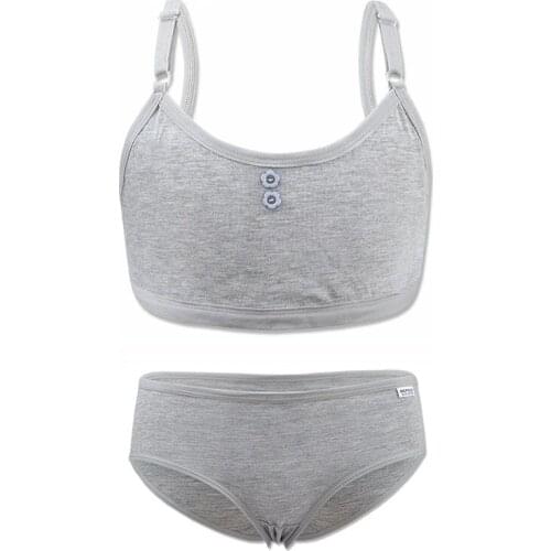 Girl bra set development period adjustable underwireless cotton tube top girl underwear 10-16 years old