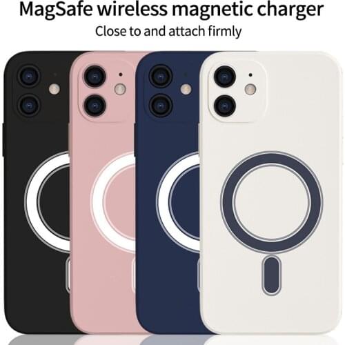 Magnetic Case For Iphone 8plus Xs Xr 11 pro 12 Pro Max Support Wireless Charger Mag Safe Liquid Silicone Case For Iphone 11 12