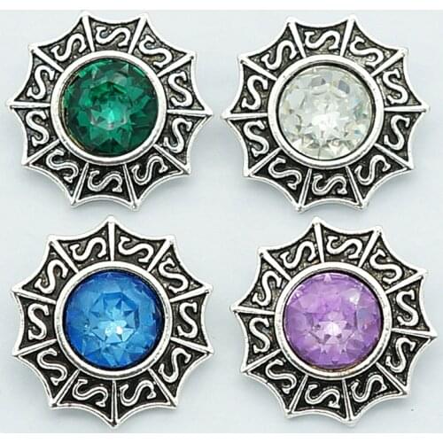 Fashion beauty colorful rhinestone S pattern 18MM snap buttons fit snap bracelet snap jewelry wholesale KZ3057