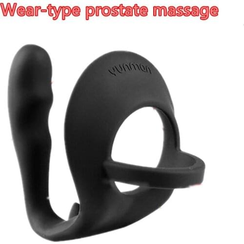 Wear-type Male Prostate Massager Butt Plug Silicone Anal Cock Ring Sex Toys For Men