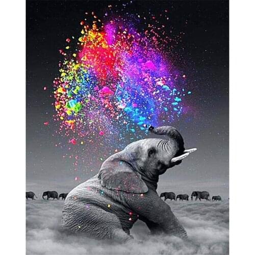 DIY Digital Painting By Numbers elephant oil painting mural Kits Coloring Wall Art Picture Gift frameless