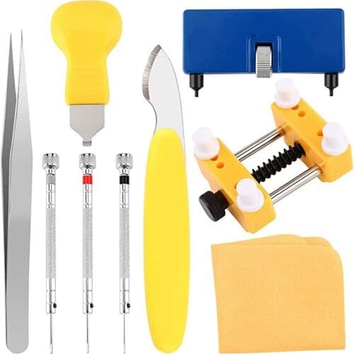 Watch Battery Replacement Tool Kit, 9 PCS Professional Watch Back Remover Tool, Adjustable Watch Case Opener Tool