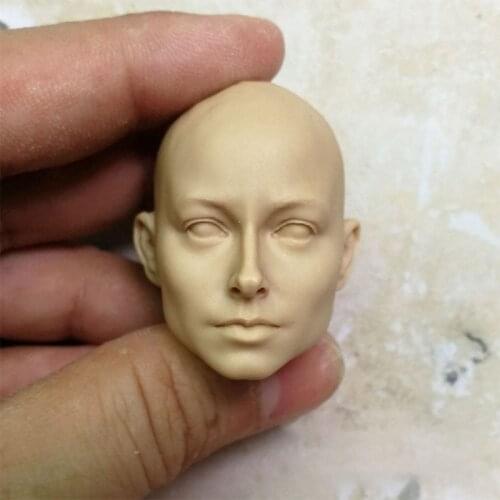 Unpainted 1/6 European American Female Head Sculpt Carving Model Fit 12'' Soldier Action Figure Dolls for Painting Exercise