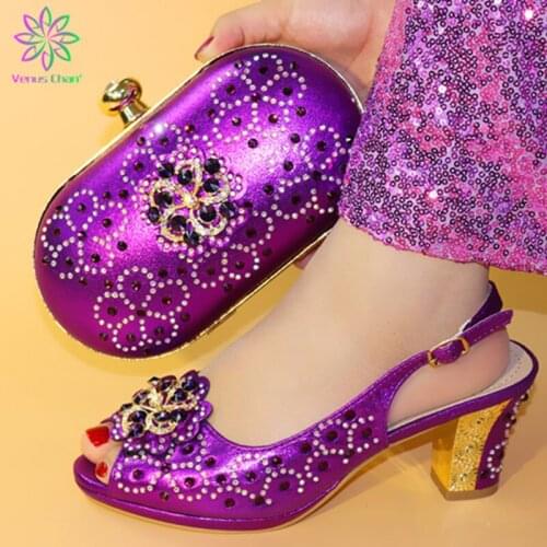 New Italian Shoes with Matching Bags Set Decorated with Appliques Nigerian Shoes and Matching Bags Set Women Shoes Summer 2019