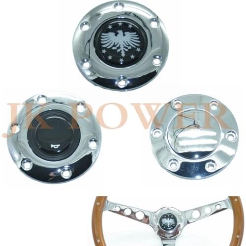 New Style Universal 6 Holes Eagle Stainless Steel Steering Wheel Horn Button