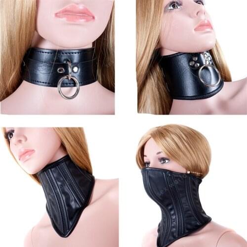 SM Black PU Leather Bdsm Fetish Bondage Sex Neck Collar Adult Game Collars Ring Sex Toys Slave Neck Collar,4 Styles Choose
