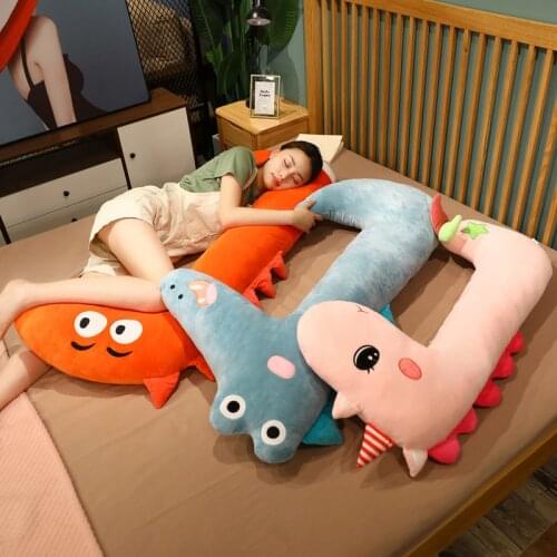 1pc 110/130cm Cartoon Animal Long Pillow Plushie Dinosaur Unicorn Giraffe Crocodile Plush Sleeping Cushion Stuffed Soft Dolls