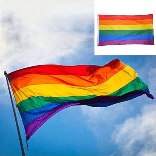 1pc LGBT Rainbow Flag 90x60cm Lesbian Gay Parade Banners LGBT Pride Flag Polyester Colorful Rainbow Flag For Decoration