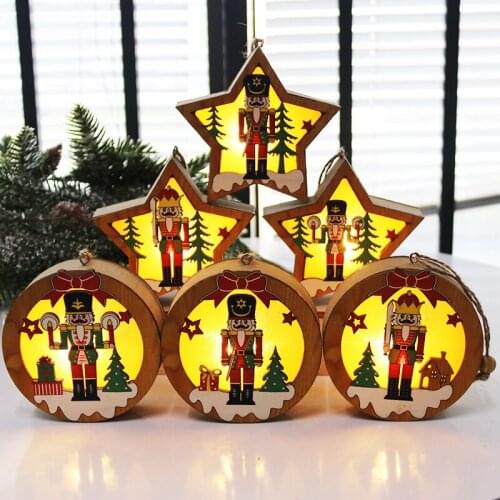 Christmas Nutcracker LED light pendant ornament Christmas decorations for home Christmas tree hanging LED wooden craft
