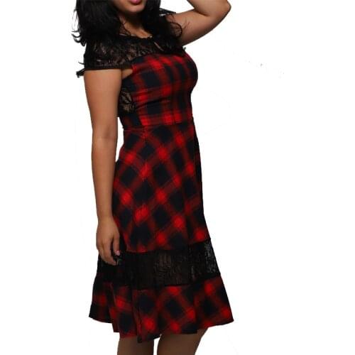 Christmas Dress 2021 Spring Dress Empire Above KNee Red Crew Neck Paneleld S M L XL XXL