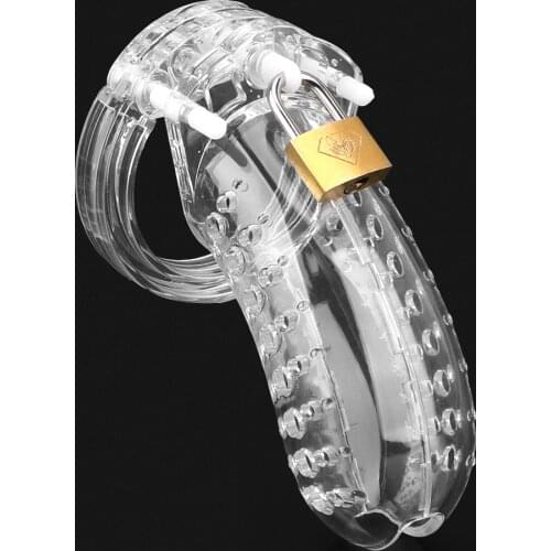 Chastity Lock Sex Toys for Men Plastic Cock Cage with 5 Size Penis Ring Male Chastity Device