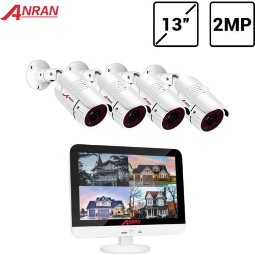 ANRAN 13 Inch Monitor CCTV System AHD Outdoor CCTV Camera System NVR Waterproof Video Surveillance System Night Vision IP66