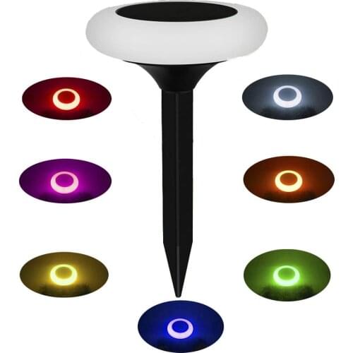 Solar Ground Lights Color Change Waterproof Ring Lights In-Ground Landscape Garden Lawm Patio Pathway Yard Walkway Auto On/Off