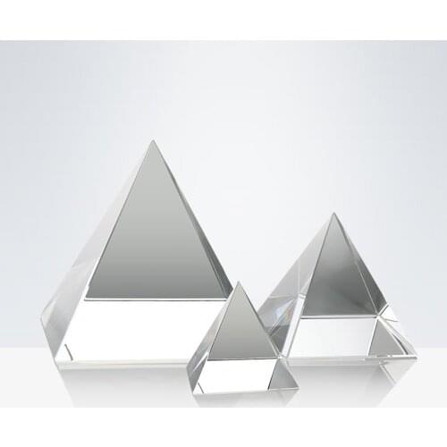 Clear Crystal Egypt Pyramid Miniature K9 Glass Egyptian Healing Pyramids Figurine for Cure Feng Shui Home Office Decor Crafts