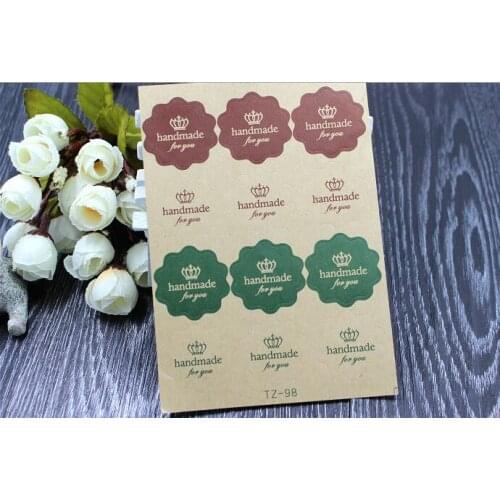 Handmade sticker 240 PCS/lot of 38 * 38 mm color and lace kraft tag sticker DIY handmade gift cake baking the sealing stickers