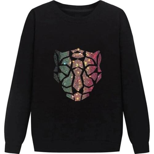 Mens Hoodie Cartoon Hot Rhinestone Asbestos Exquisite Cotton Warm Thickening Hoody Long Sleeve O-Neck Oversized Pullover