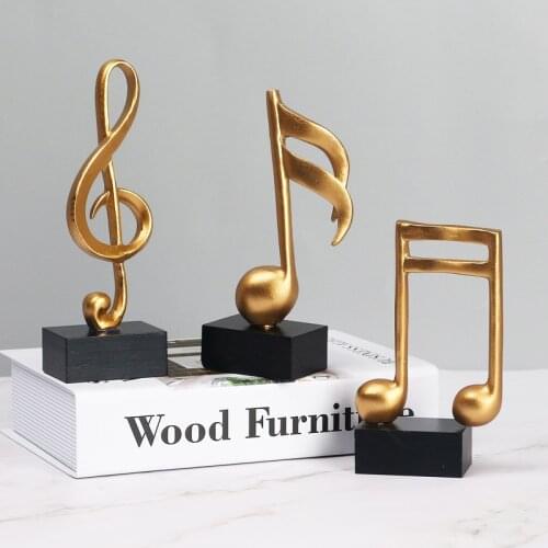 Golden Stave Music Note Resin Handmade Crafts Ornaments Nordic Style Home Living Room Entrance Decoration Piano Room Decoration