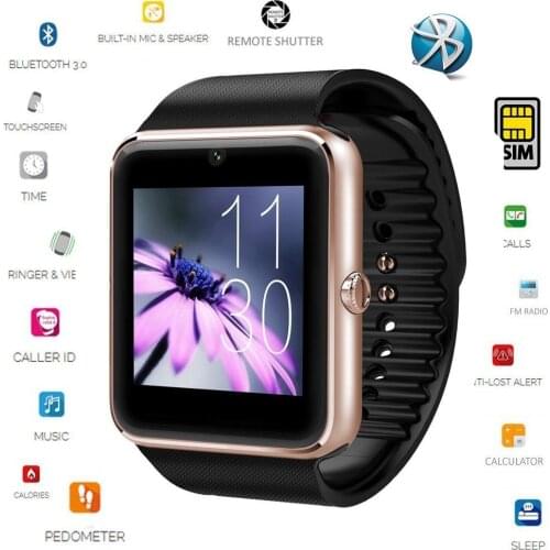 Smart Watch GT08 Clock Sync Notifier Supports SIM Card Bluetooth Connectivity IOS Android Phone mp3 music player Free shipping