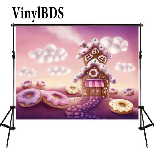 VinylBDS 8X8ft Newborn Backdrops Donuts Candy Room Backdrop Cartoon Fairy Tale World Background for Children Photo Shoot