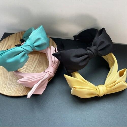 Large Bow Headband Solid Color Polyester Cotton Hair Band For Women Autumn And Winter New