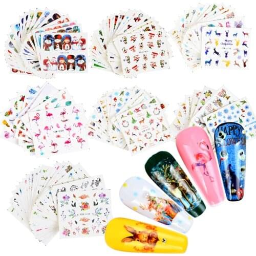 YZWLE 1 Set Colorful Winter Christmas Slider Nail Decals Nail Art Sticker DIY Water Tattoo Manicure Wraps Accessory
