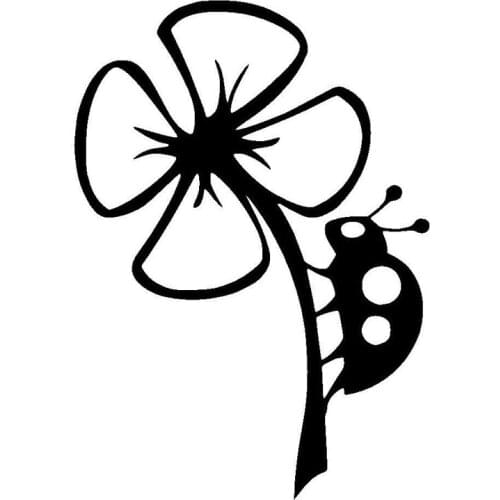 12.4cm*17.4cm Lady Bug On Flower Vinyl Car Styling Car Sticker