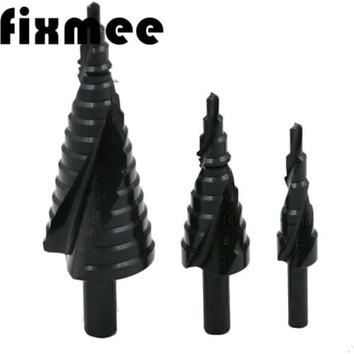 3PCS 4-32,4-20,4-12 mm HSS Cobalt Step Drill Bit Set Nitrogen High Speed Steel Spiral For Metal Cone Triangle Shank Hole Cutter