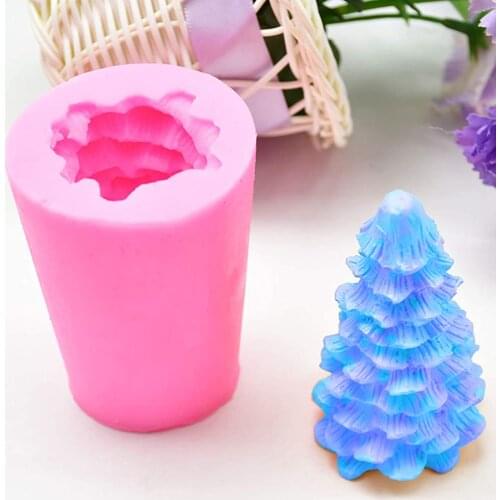 3D Christmas Tree Forms Candle Mold Silicone Mould for Candle Making Xmas Pine Tree Silicone Soap Molds DIY Cake Decoration