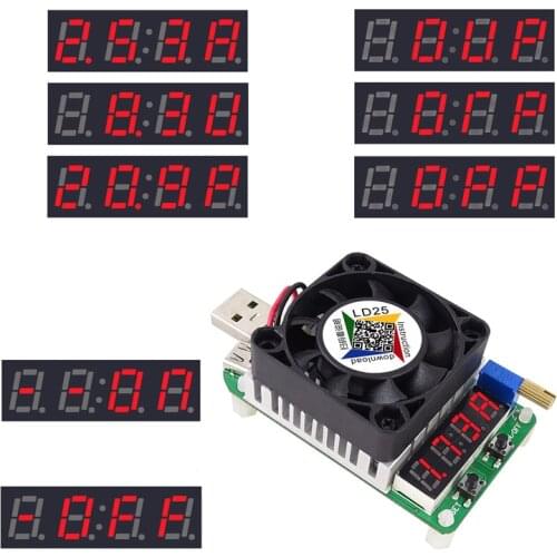 4A/5A 25W/35W LD25 LD35 USB Smart Electronic Load Discharge Battery Capacity Resistor Tester Red Digital Ammeter Voltmeter