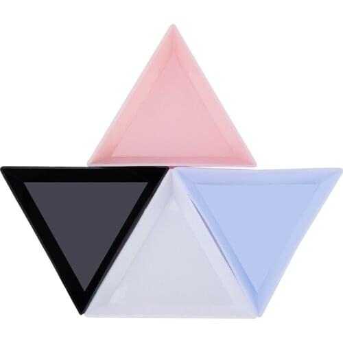 5Pcs Plastic Triangular Tray for Nail Rhinestone Diamond Pink Stotrage Box Plate DIY Nail Art Manicure Accessories Tools